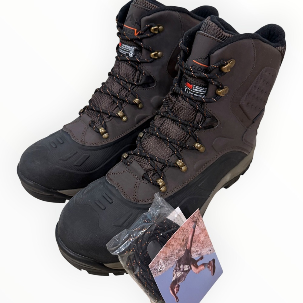 NORTIV 8 Hiking Winter Snow Boots Men Size 14 Brown Black New Waterproof 3M